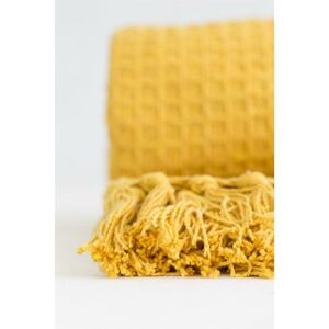 Emma Barclay - Throw Blanket Sofa Bed Throwover 100% Cotton Recycled Honeycomb Ochre 90x100' Emma Barclay - Throw Blanket Sofa Bed Throwover 100% Cotton Recycled Honeycomb Ochre 90x100'