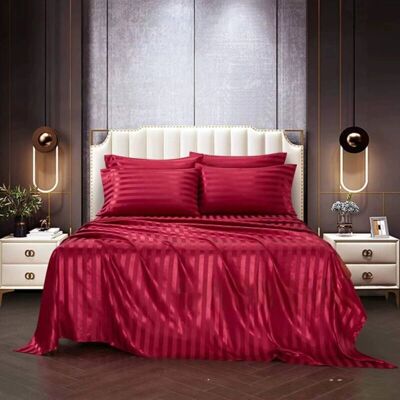 AUTRUCKER 4-Piece Bedding Set - Mattress Cover 153 x 203 cm + Flat Sheet + 2 Pillowcases – Breathable Cotton – Striped Design AUTRUCKER 4-Piece Bedding Set - Mattress Cover 153 x 203 cm + Flat Sheet + 2 Pillowcases – Breathable Cotton – Striped Design