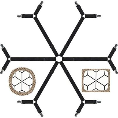 MCBOSON Bed Sheet Straps - Adjustable Elastic Bed Sheet Holder Straps for Double, Queen, King, Twin Beds, 6-Way Cross Sheet Clips, Suspender Band for Fitted MCBOSON Bed Sheet Straps - Adjustable Elastic Bed Sheet Holder Straps for Double, Queen, King, Twin Beds, 6-Way Cross Sheet Clips, Suspender Band for Fitted