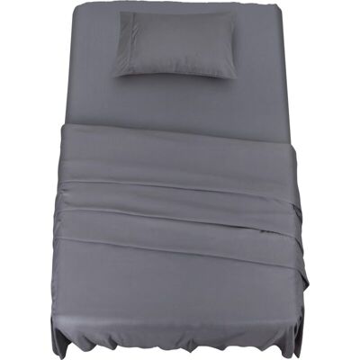 TINOR Bedding Polyester Microfiber Bed Set (3 Pieces, Grey) - 1 Fitted Sheet 90x190cm, 1 Flat Sheet 167x243cm and 1 Pillowcase 50x75cm TINOR Bedding Polyester Microfiber Bed Set (3 Pieces, Grey) - 1 Fitted Sheet 90x190cm, 1 Flat Sheet 167x243cm and 1 Pillowcase 50x75cm