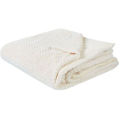 Beliani Bedspread White 200 x 220 cm Polyester Furry Embossed Pattern Decorative Throw Bedding Classic Design Bedroom Beliani Bedspread White 200 x 220 cm Polyester Furry Embossed Pattern Decorative Throw Bedding Classic Design Bedroom