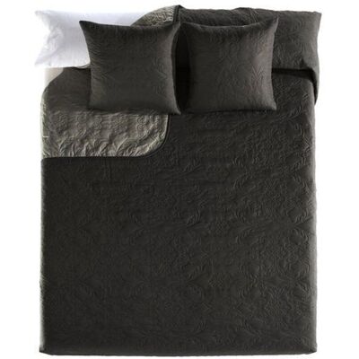 SENKO Bouti bedspread - CASA - 245x260 cm - Dark gray - Solid - Cotton - 2 cushions 50x50 cm - 102 threads SENKO Bouti bedspread - CASA - 245x260 cm - Dark gray - Solid - Cotton - 2 cushions 50x50 cm - 102 threads