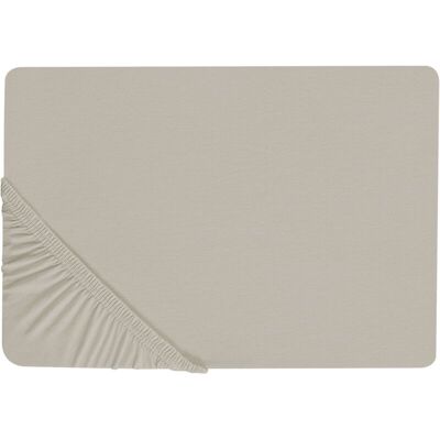 Beliani Cotton Fitted Sheet Taupe - Fitted Sheet Beliani Cotton Fitted Sheet Taupe - Fitted Sheet