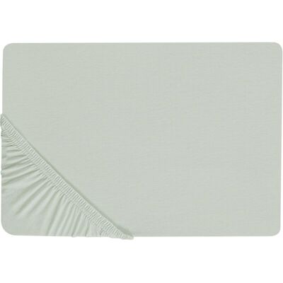 Beliani Cotton Fitted Sheet Light Green 200x200cm Elastic Edging - Fitted Sheet Beliani Cotton Fitted Sheet Light Green 200x200cm Elastic Edging - Fitted Sheet