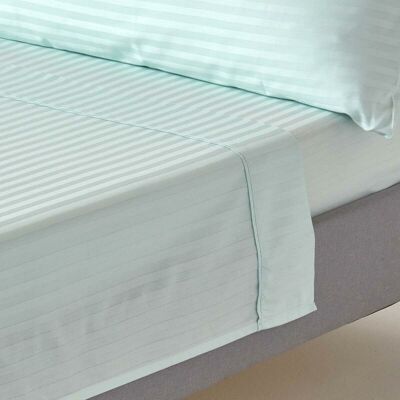 Homescapes - Blue Egyptian Cotton Satin Stripe Flat Sheet 330 Thread Count, Double - Blue Homescapes - Blue Egyptian Cotton Satin Stripe Flat Sheet 330 Thread Count, Double - Blue