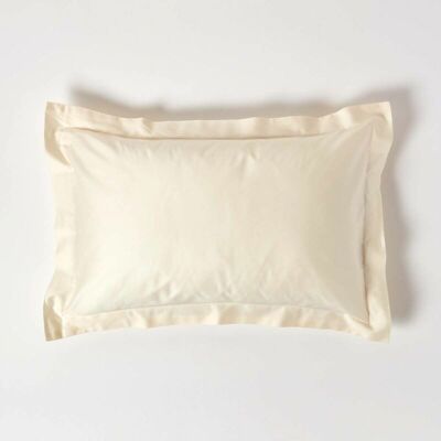 HOMESCAPES Cream Organic Cotton Oxford Pillowcase 400 Thread Count - Cream HOMESCAPES Cream Organic Cotton Oxford Pillowcase 400 Thread Count - Cream