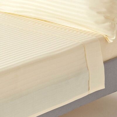 Homescapes - Pastel Yellow Egyptian Cotton Satin Stripe Flat Sheet 330 Thread Count, Super King - Pastel Yellow Homescapes - Pastel Yellow Egyptian Cotton Satin Stripe Flat Sheet 330 Thread Count, Super King - Pastel Yellow