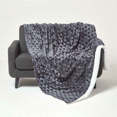 Homescapes Dark Grey Geometric Velvet Throw Blanket - Blanket Homescapes Dark Grey Geometric Velvet Throw Blanket - Blanket