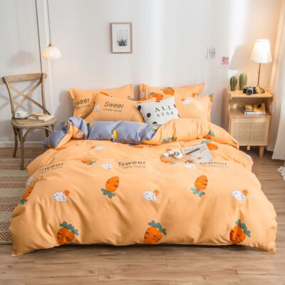 STUNACY Skin Friendly Quilt Cover Thickened Polyester Soft Brushed Duvet Cover Quilt Bedding For Dormitory Bedroom Carrot 180x220cm STUNACY Skin Friendly Quilt Cover Thickened Polyester Soft Brushed Duvet Cover Quilt Bedding For Dormitory Bedroom Carrot 180x220cm