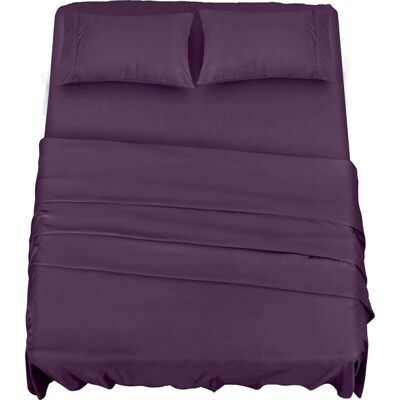 WOIYIC Polyester Microfiber Bedding Set (4 Pieces, Purple) - 1 Fitted Sheet 150x200cm, 1 Flat Sheet 266x259cm and 2 Pillowcases 50x75cm WOIYIC Polyester Microfiber Bedding Set (4 Pieces, Purple) - 1 Fitted Sheet 150x200cm, 1 Flat Sheet 266x259cm and 2 Pillowcases 50x75cm