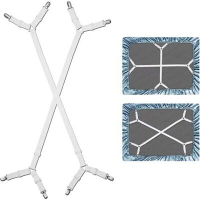 MCBOSON Sheet Garters - Criss Cross Sheet Straps - White (2 Straps) MCBOSON Sheet Garters - Criss Cross Sheet Straps - White (2 Straps)