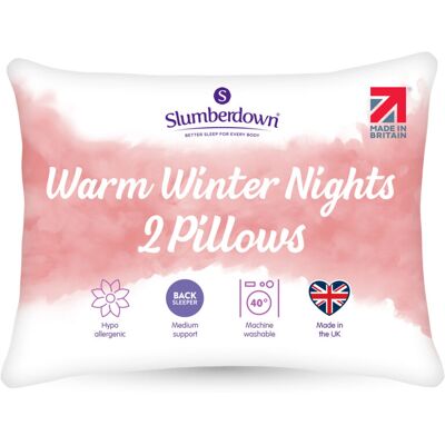 Slumberdown Warm Winter Nights Pillow, Medium Support, 2 Pack Slumberdown Warm Winter Nights Pillow, Medium Support, 2 Pack