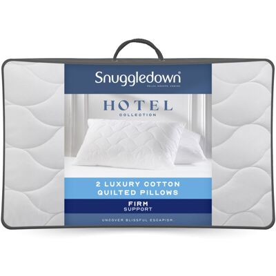 Snuggledown Hotel Luxury Cotton Quilted Pillow, Firm, 2 Pack Snuggledown Hotel Luxury Cotton Quilted Pillow, Firm, 2 Pack