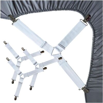 Linghhang - Triangle-White-4pcs Bed Sheet Holder Straps Linghhang - Triangle-White-4pcs Bed Sheet Holder Straps