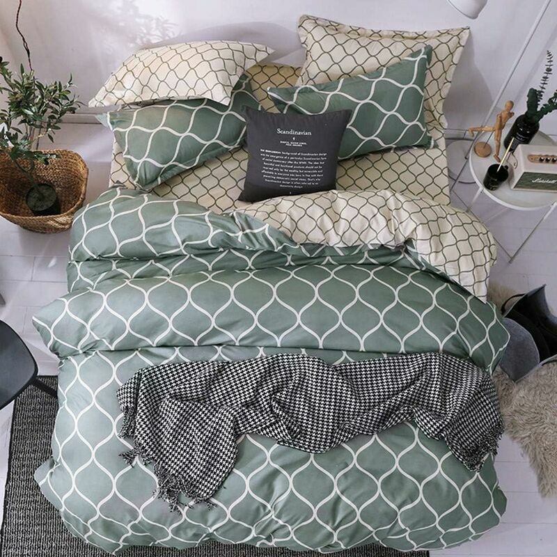Hoopzi - Bed Sets 200x200cm with Pillowcases, Polyester Duvet Cover, with Zipper, Bedding Set, Bed Linen, Microfiber 100%, Nordic Style Adult Dark