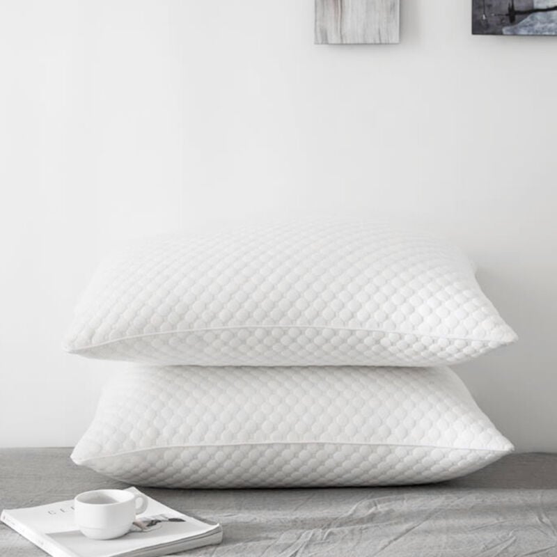 LIVINGANDHOME Household Bamboo Fiber Fabric Shredded Memory Foam Medium Bed Pillow 74 x 48 cm