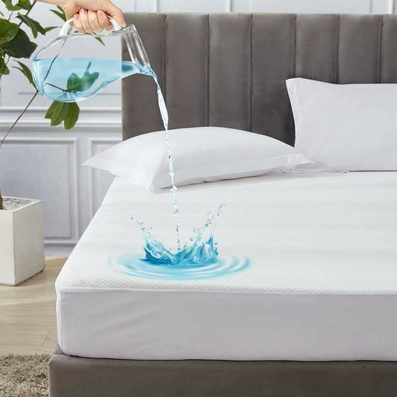 Hoopzi - Waterproof Mattress Protector Waterproof Bed Protector Breathable Anti-Mite and Hypo-Allergenic Anti-Bacterial Anti-Mold Bamboo Fiber