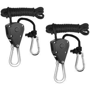 DENUOTOP 2 Pcs Pulley Ratchets Heavy Duty Rope Clip Hanger Adjustable Lifting Pulley Lanyard Hanger Kayak And Canoe Boat Bow Rope Lock Tie Down Strap, Size s