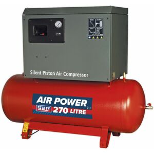 LOOPS 270 Litre Low Noise Belt Drive Air Compressor - 2 Stage Pump System 5.5hp Motor