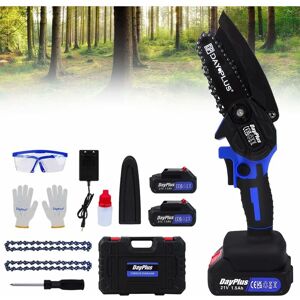 Day Plus - 2PCS 1500mAh Li-ion Battery ,Chainsaw Kits 600W Power Operated Electric Chain Saw 4INCH Cutting Wood Branches