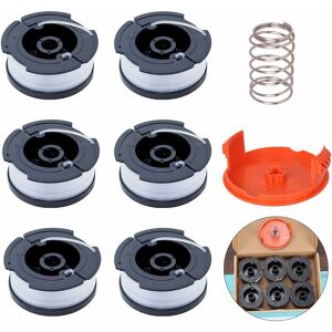 RHAFAYRE 6 pcs Black+Decker Nylon Lawn Mower Replacement Spool for Trimmer Brush Cutter Line Spool with Spool Covers and Springs for Black and Decker, AF-100