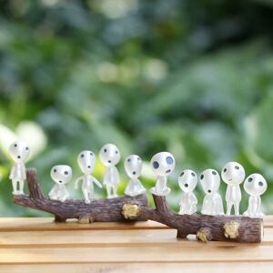 Tinor - 8 Pcs Tree Elf Figurines, Miniature Luminous Statues, Micro Landscape Resin Ornament Garden Decoration, for Patio, Balcony, Yard, Lawn