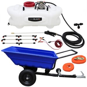 T-MECH Atv Trailer 295kg Tipping & Sprayer with 6 Nozzle Boom 60L 12V