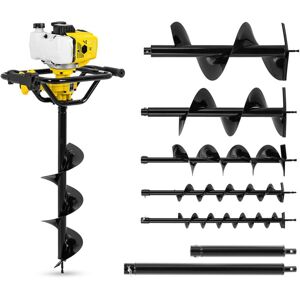 HILLVERT Auger set - 2.3 kW - incl. 6 augers and 2 extensions Borer Post drill