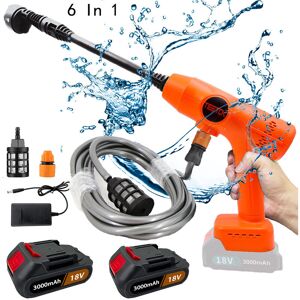 Teetok - Cordless Battery pressure washers,Brushless,6 in 1 ,High Car Jet Wash Cleaner Water Gun+fittings+2x 3.0A Battery+Charger ,Compatible With