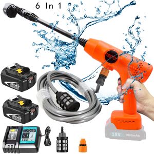 Teetok - Cordless Battery pressure washers,Brushless,6 in 1 ,High Car Jet Wash Cleaner Water Gun+fittings+2x 5.5Ah Battery+Charger DC18RC,Compatible