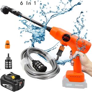 TEETOK Cordless Battery pressure washers,Brushless,6 in 1 ,High Car Jet Wash Cleaner Water Gun+fittings+5500mAh Battery (No Charger),Compatible With Makita