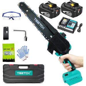 Teetok - Cordless Chainsaw,Battery Chainsaw, 8' Cordless Electric Chainsaw, Mini Portable Wood Cutter, Powerful Chain saw + 2x 5500mAh Battery +