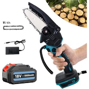 TEETOK Cordless chainsaws,4 Inch Mini Cordless Electric Chainsaw, Wood Saw, One-Handed Saw, pruning Wood Cutter+5500mAH Battery+Charger, Compatible with