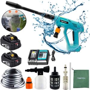 Teetok - Cordless High Pressure Washer Spray Water Gun Power Jet Wash Car Cleaner 18V + 2x 5.5A Battery +1x DC18RC Charger,Compatible with Makita