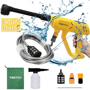 TEETOK Cordless High Prussure Washer with 6 In 1 Nozzle ,Car Garden Jet Washer Cleaner Water Spray Gun Bare Unit (Not Included Battery),Compatible with