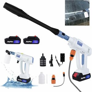 BRIEFNESS Cordless Jet Washer Portable Car Pressure Washer, Battery Power Washer with Water Tank for Car Washing, 2x Batteries & Charger, 2.8-3L/min, 6-In-1