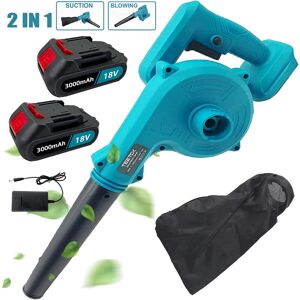 TEETOK Cordless leaf blowers and vacuums,Garden Air Blowers 2In1 for Snow/Patio/Garden/Garage Cleaning +2x 3.0A Battery + Charger , Compatible with MaKita