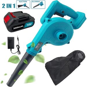 TEETOK Cordless leaf blowers and vacuums,Garden Air Blowers 2In1 for Snow/Patio/Garden/Garage Cleaning +3000mAh Battery + Charger , Compatible with MaKita