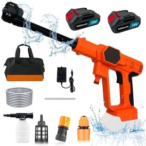 Teetok - Cordless Powered Pressure Car Washer, 6-in-1 Adjustable Nozzle, Jet Wash with 2 x 3000mAHBattery and charger, for Garden Outdoor Car