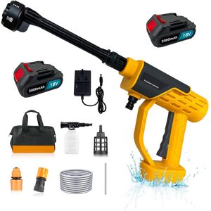 Teetok - Cordless Pressure Washer, 18v Battery Jet Wash 6 In 1 Nozzle, - 2x3000mAHBattery and charger Hose For Patio Cleaning And Car Washing,