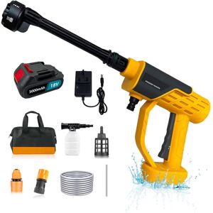 Teetok - Cordless Pressure Washer, 18v Battery Jet Wash 6 In 1 Nozzle, Foam Pot, 16ft Hose For Patio Cleaning And Car Washing, Portable Power Washer