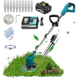 TEETOK Cordless Strimmer Grass Trimmer Garden Edger Cutter Lawn Mower with 1x5.5A Battery and DC18RC Charger,Compatible with Makita Battery