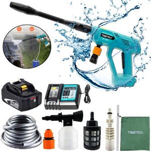 Teetok - Cordless water gun 18V brushless pressure washer with 5M water hose for car wash garden wash (1 x 5.5Ah battery and 1 charger),Compatible