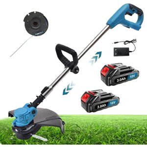 TEETOK Electric hedge trimmers,Cordless Grass Line Trimmer Strimmer +1 Replacement line spool+2x3000mAh Battery +Charger, for Garden Cutting Weeds Flower
