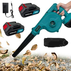 TEETOK Electric leaf blowers and vacuums, 2-in-1 Cordless Garden Leaf Blower & Vacuum Cleaner，for Lawn Leaf Blowing, Snow，Car, Dust Clearing +2x 3.0A