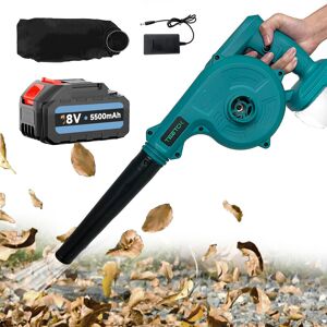 Teetok - Electric leaf blowers and vacuums, 2-in-1 Cordless Garden Leaf Blower & Vacuum Cleaner,for Lawn Leaf Blowing, Snow,Car, Dust Clearing +5.5A