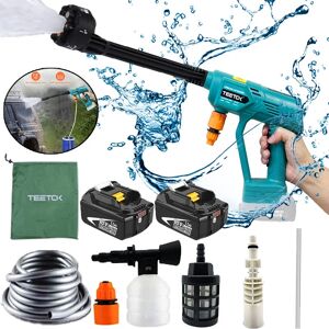 TEETOK Electric pressure washers,6 in 1 Nozzle,Cordless Car High Pressure Washer Jet Water Cleaner,Garden Spray Water Gun ,with 2x 5.5A Battery (No