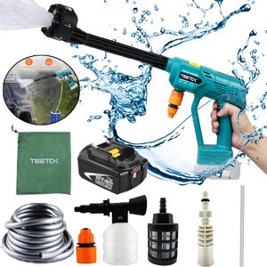 Teetok - Electric pressure washers,6 in 1 Nozzle,Cordless Car High Pressure Washer Jet Water Cleaner,Garden Spray Water Gun ,with 5.5A Battery (No