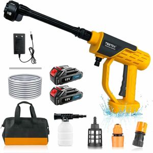 Teetok - Electric pressure washers,Cordless Car High Pressure Washer, Cordless Water Wash Gun,45 Bar,6 in 1 Nozzle,+2 Batteries+Charger, Compatible