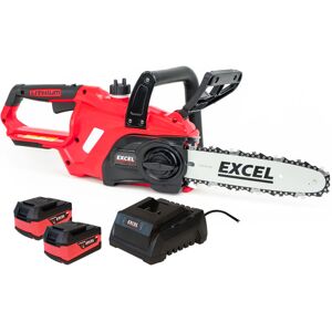 18V Chainsaw Wood Cutter 245mm with 2 x 5.0Ah Battery & Charger:18V - Excel